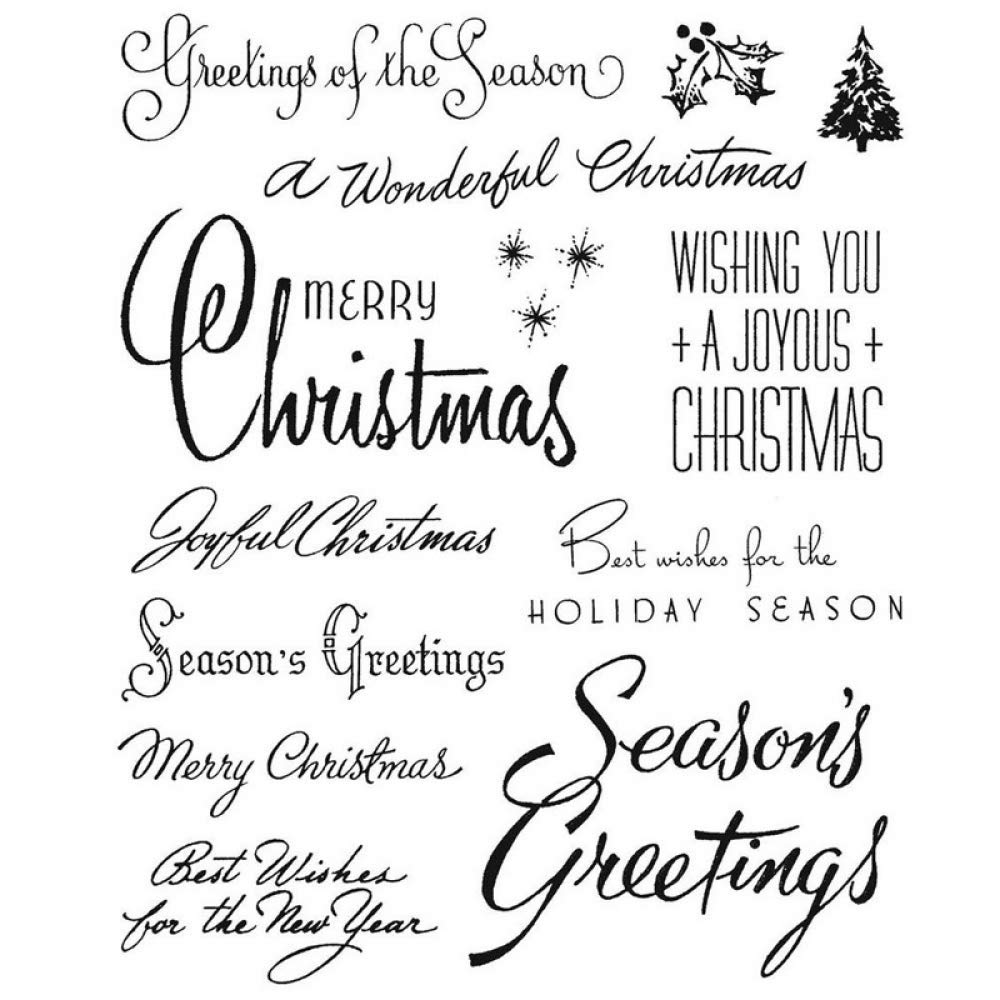 Christams Leaves Tree Stamp for Card Making Season's Greetings Merry Christmas Greetings Words Stamp for DIY Scrapbooking Paper Crafting Handmade Crafts Scrapbook Supplies