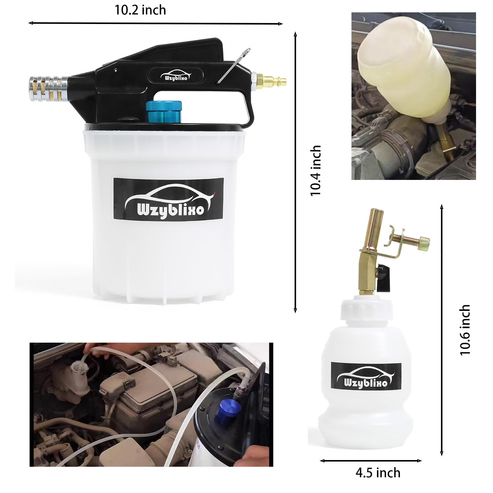 Kit de purga de frenos al vacío de 2 L con extractor de líquido de frenos y botella de repuesto de 1 L con adaptadores