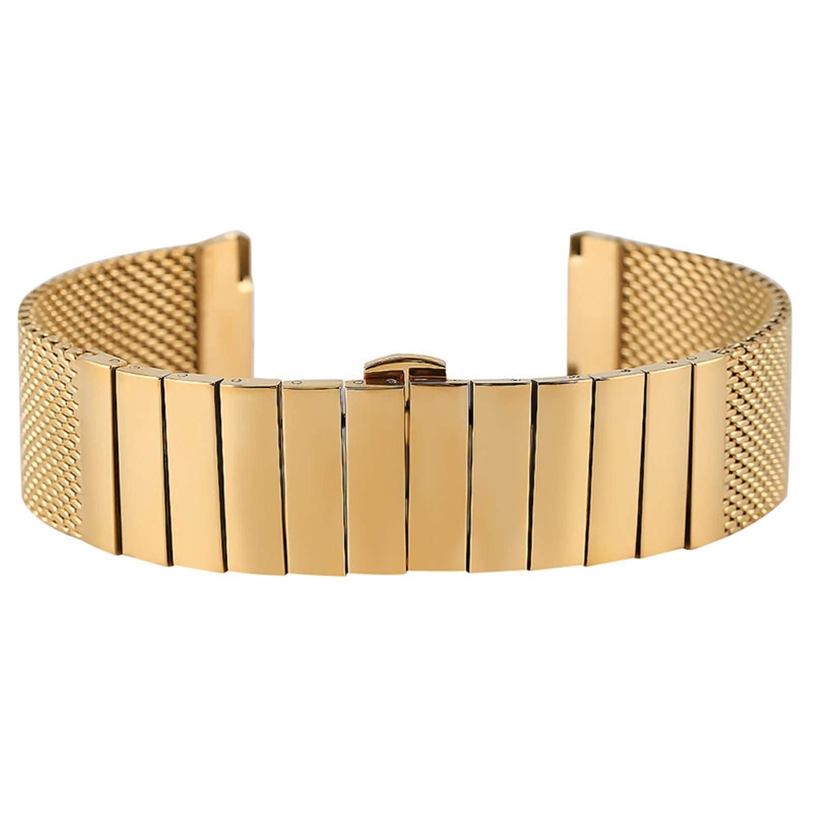 Correa de Reloj, Correa de Reloj de Malla de Acero Inoxidable de 18mm, 20mm, 22mm y 24mm, Correa de Repuesto, Hebilla de Mariposa, Correa de Reloj