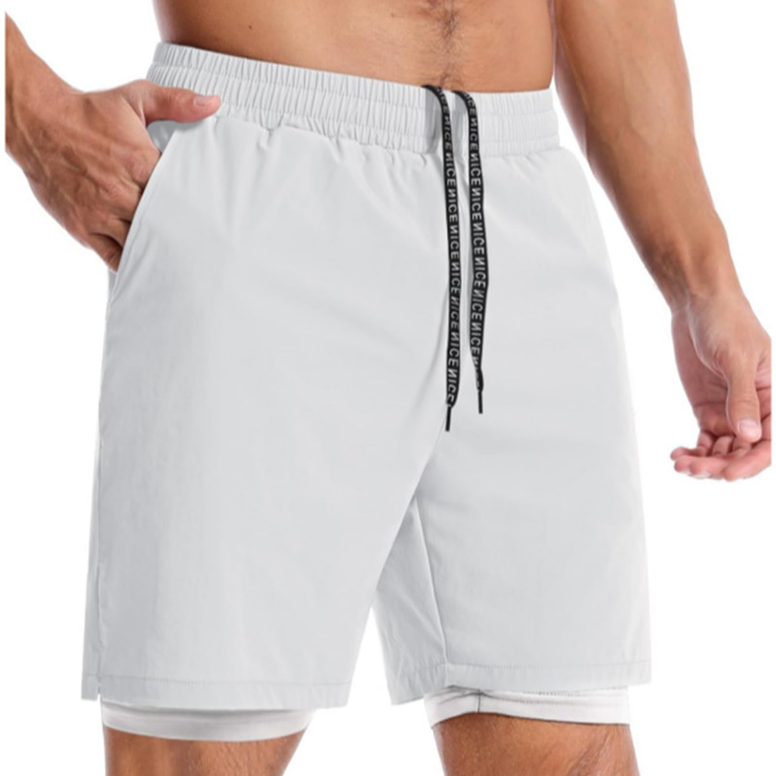 FQZWONG Mens Athletic Shorts Running Shorts Quick Dry Workout Gym Shorts Lightweight Drawstring Beach Pants with Pockets