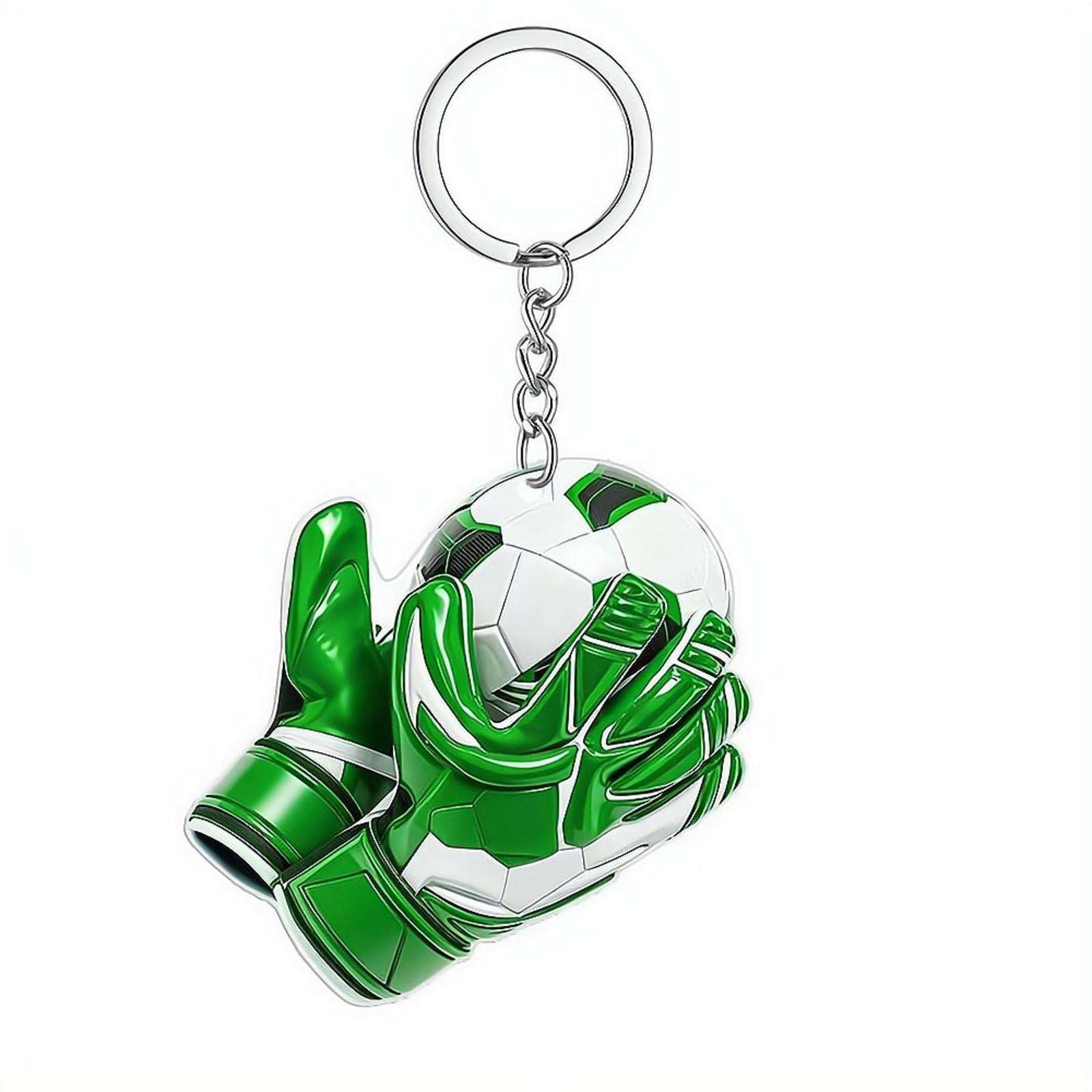 Goalkeeper Glove Keychain, Gloves Soccer Ornament, Gift for Goal Keepers SoccerPlayer Gift Idea SoccerTeam Gifts Soccer Player Gifting Idea SoccerBall Ornament Christmas SportOrnament (Green)