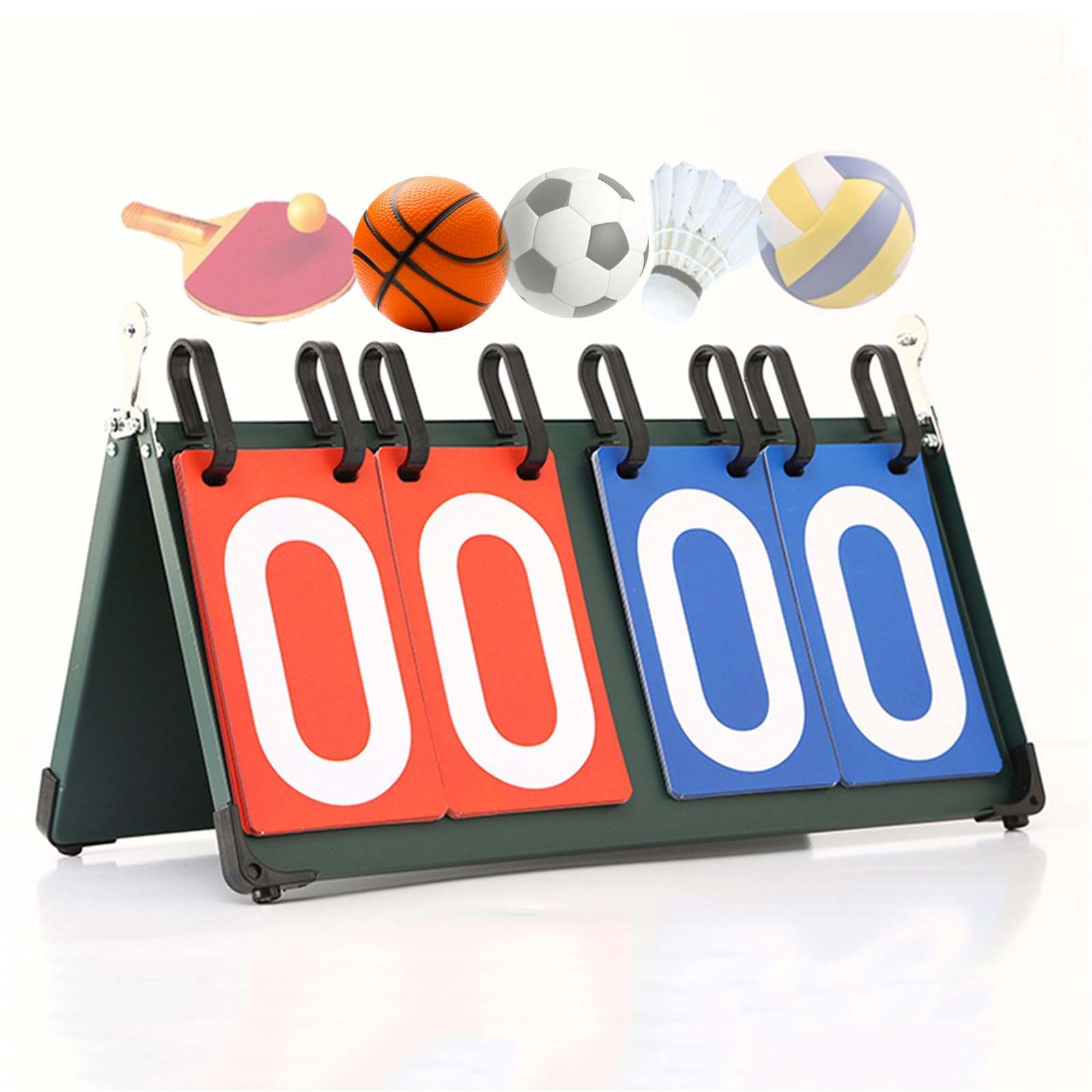 WishesMar Marcador Deportivo Portátil 4 Dígitos Tablero de Flip Marcador de Puntaje para Competición Bádminton Tenis de Mesa Voleibol Fútbol Boxeo Baloncesto Puntuación Juegos #F