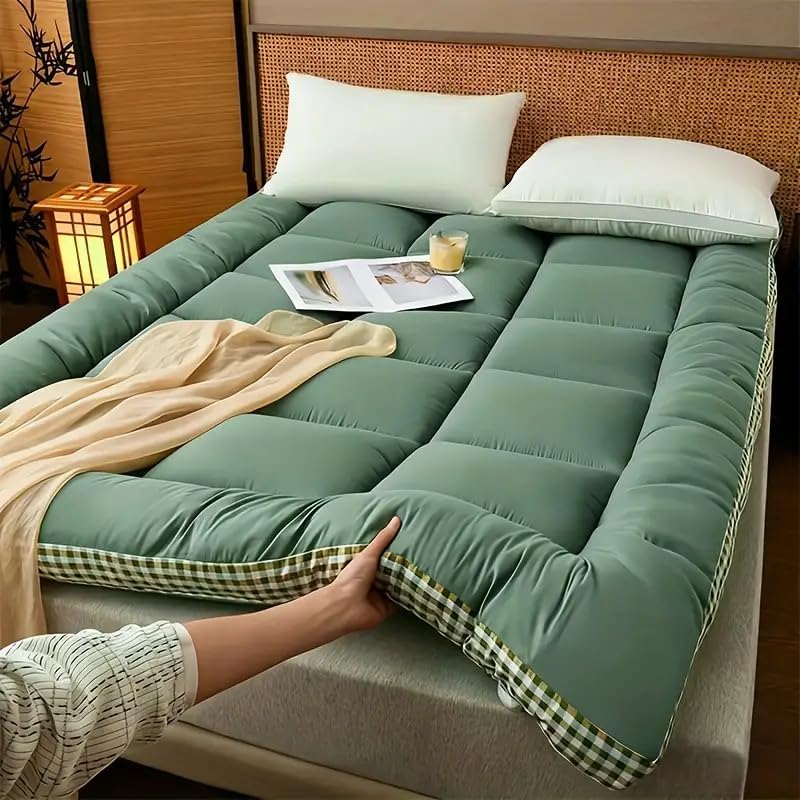 Shatex 2.36-Inch Thickness Mattress Topper Twin Size 39inx75in, Soft and Comfortable Mattress Cover with Breathable Fill, Non-Slip Quilted Fitted Mattress pad, Green
