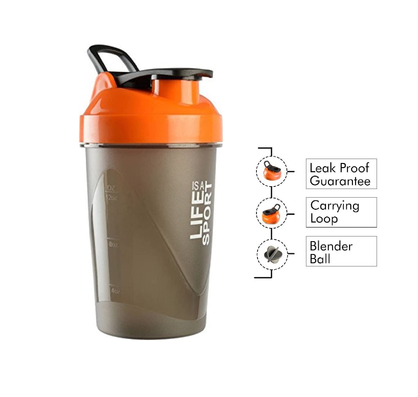 BSPA Protein Shaker 500 ML Supplement Shakers-Poly Propelene (Black) 3