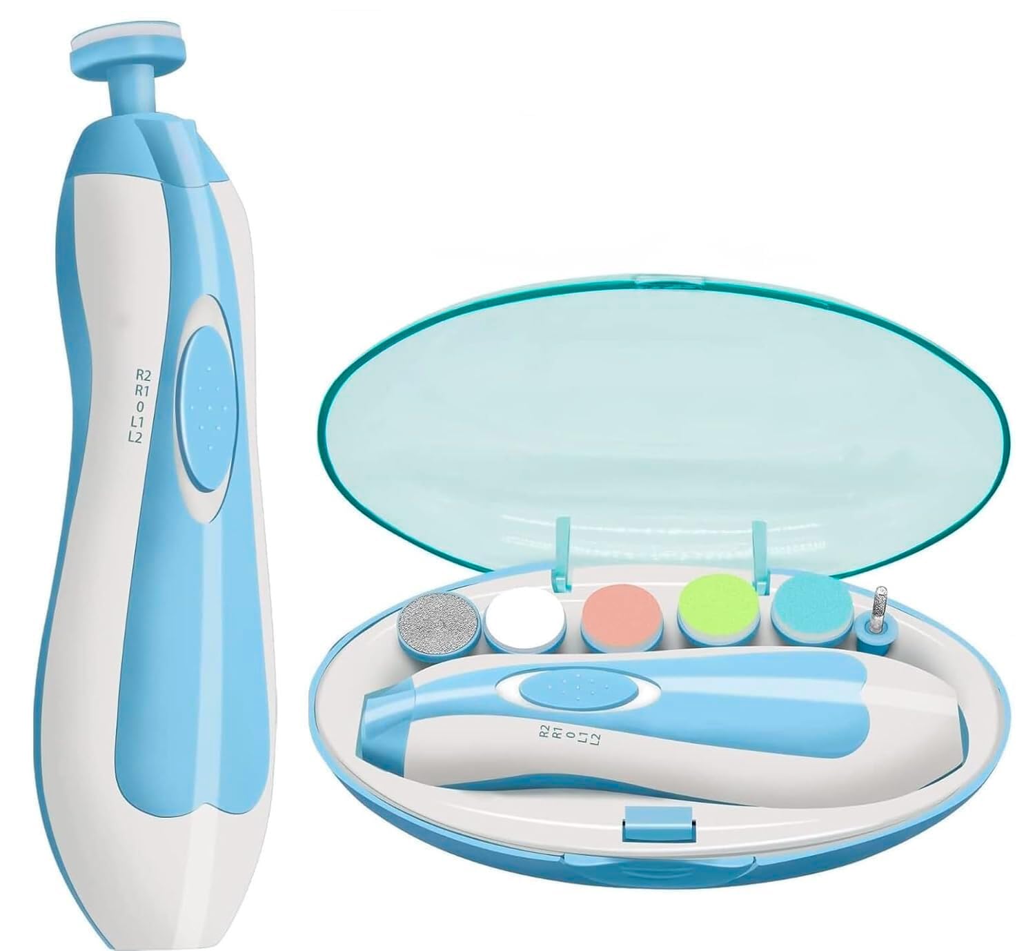 Baby Electric Nail Trimmer Kit, Safe Nail File Grinder for Newborns & Toddlers, Bidirectional Speed Control with 4 Modes, Quiet Grooming Set with Storage Case (Multicolor)-image-15