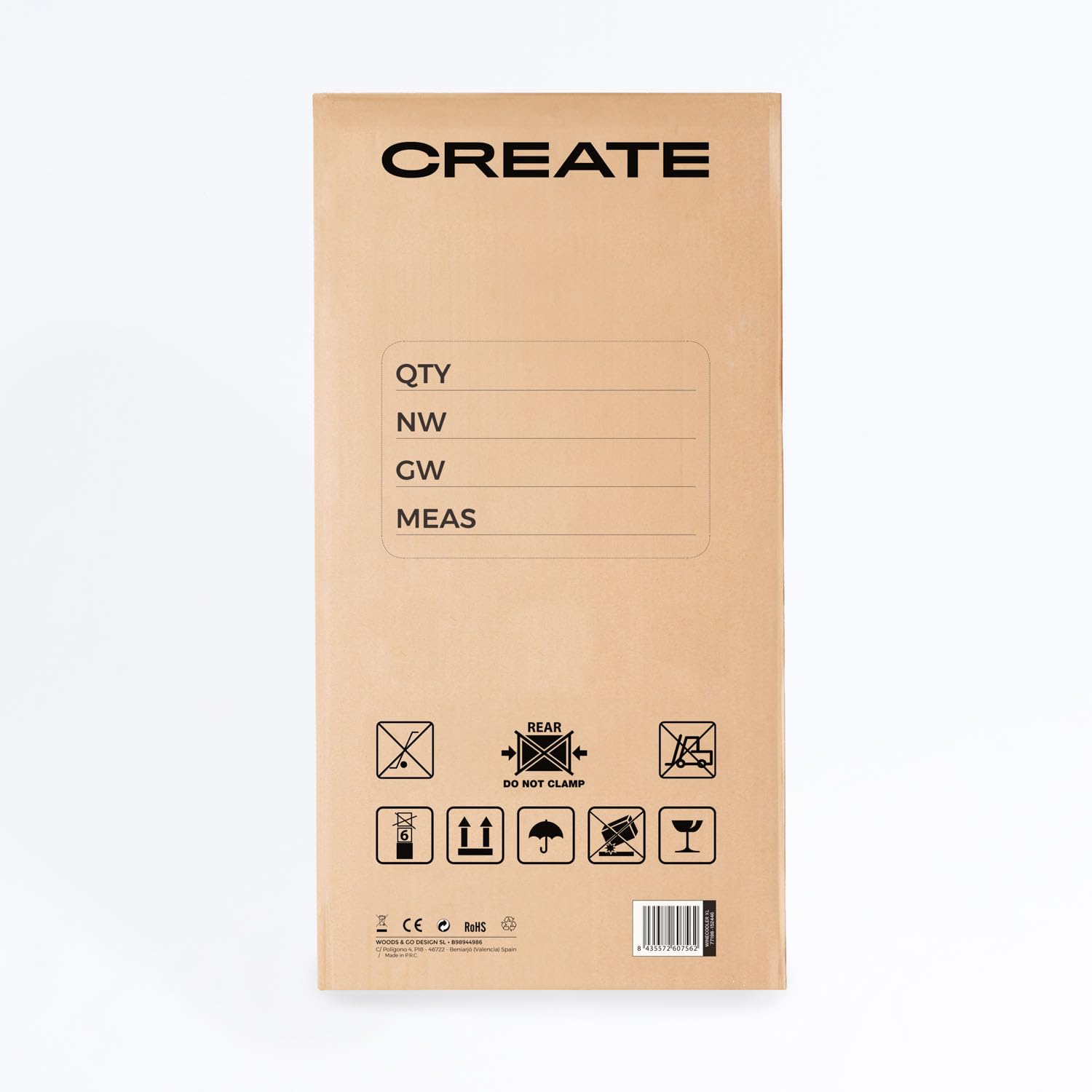 CREATE / WINECOOLER XL/Vinoteca refrigerada 46 Botellas/Rango térmico de 5° a 22º Grados, luminaria LED de bajo Consumo, 5 estanterías de Madera de Haya Maciza