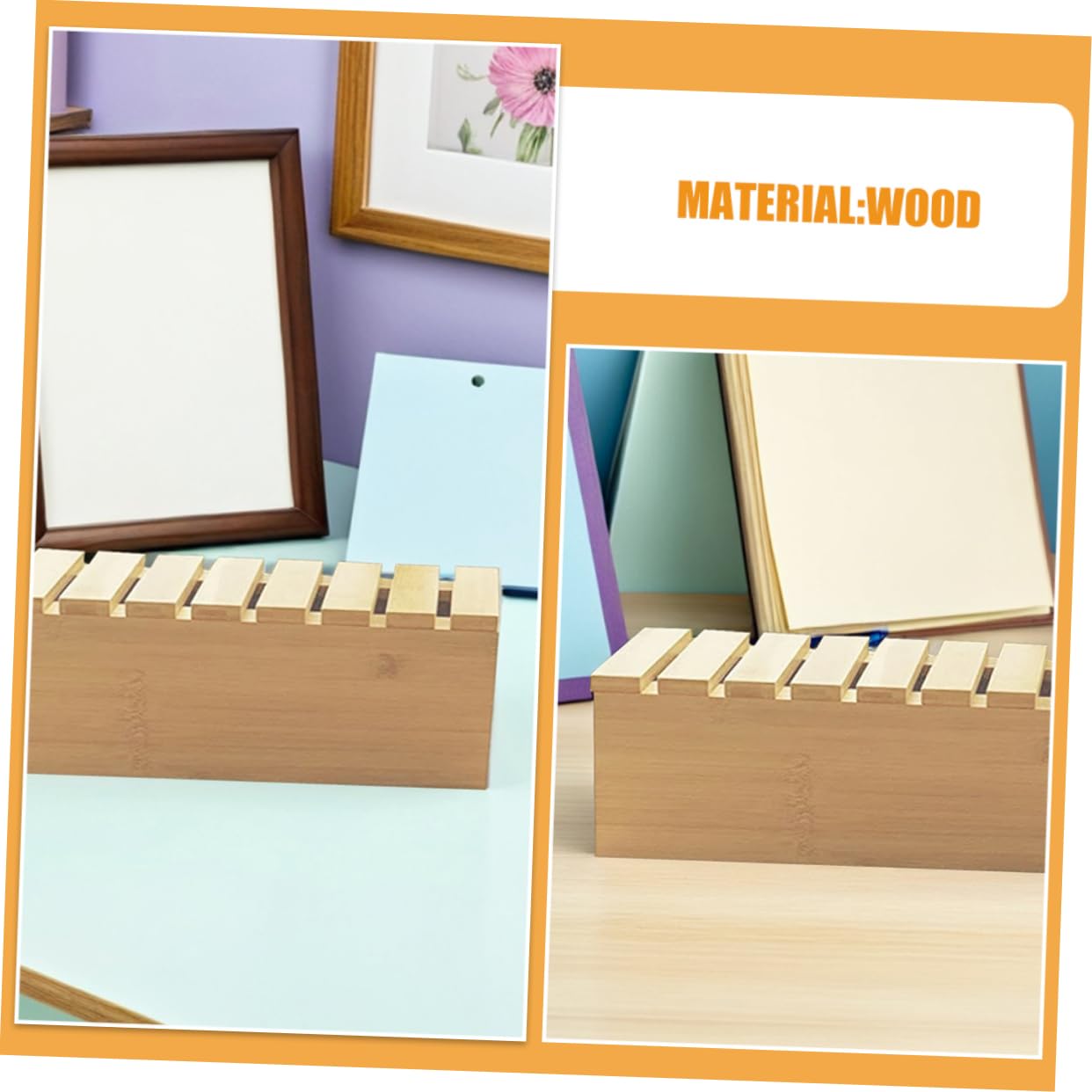 Organizer da Scrivania in Legno Beige con Supporto Telefono | Gestione Cavi Integrata, Scatola per Multipresa, Design Elegante per Ufficio e Studio Domestico