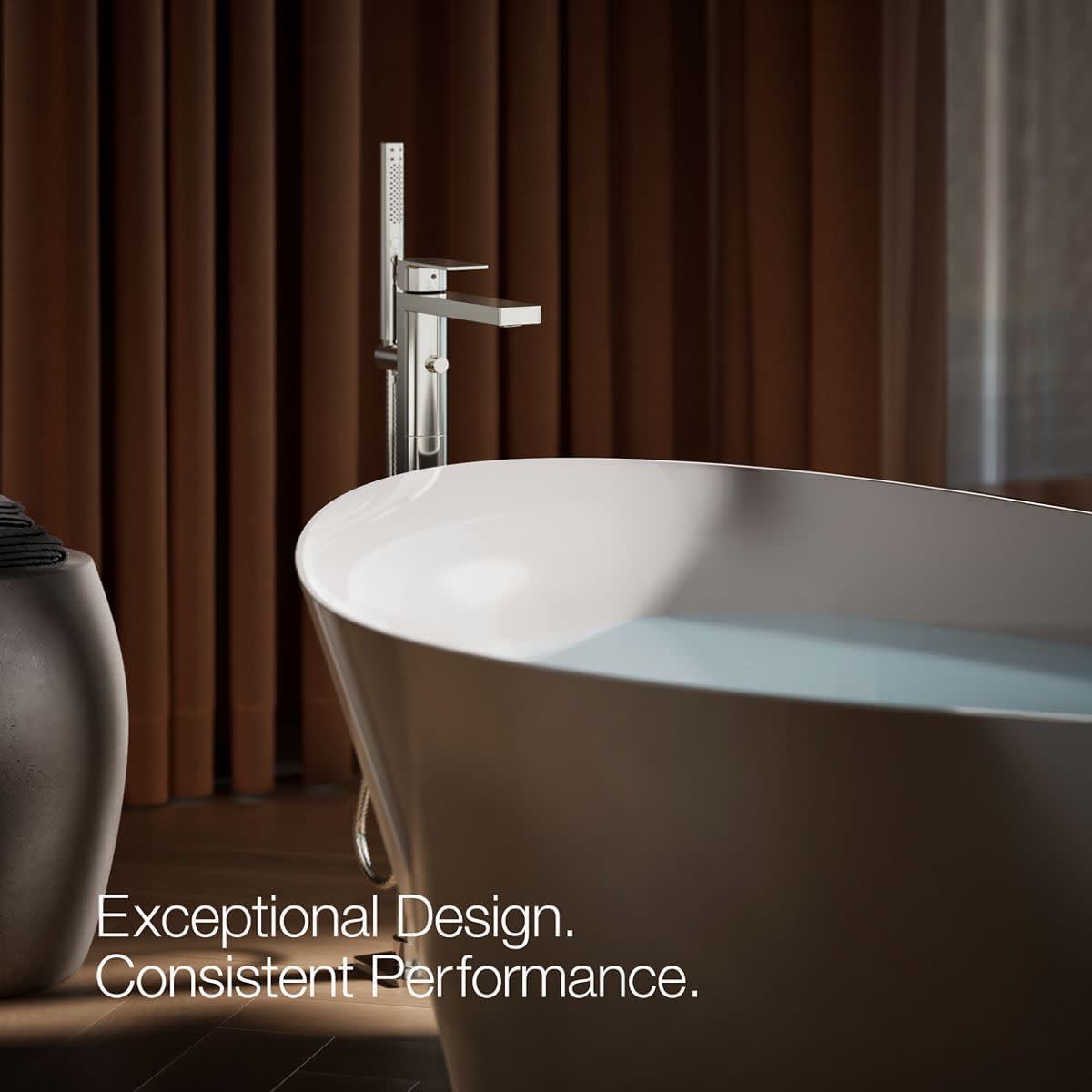 Kohler K-T23492-4 Parallel Floor Mounted Tub Filler - Includes Hand Shower - Vibrant Brushed Bronze