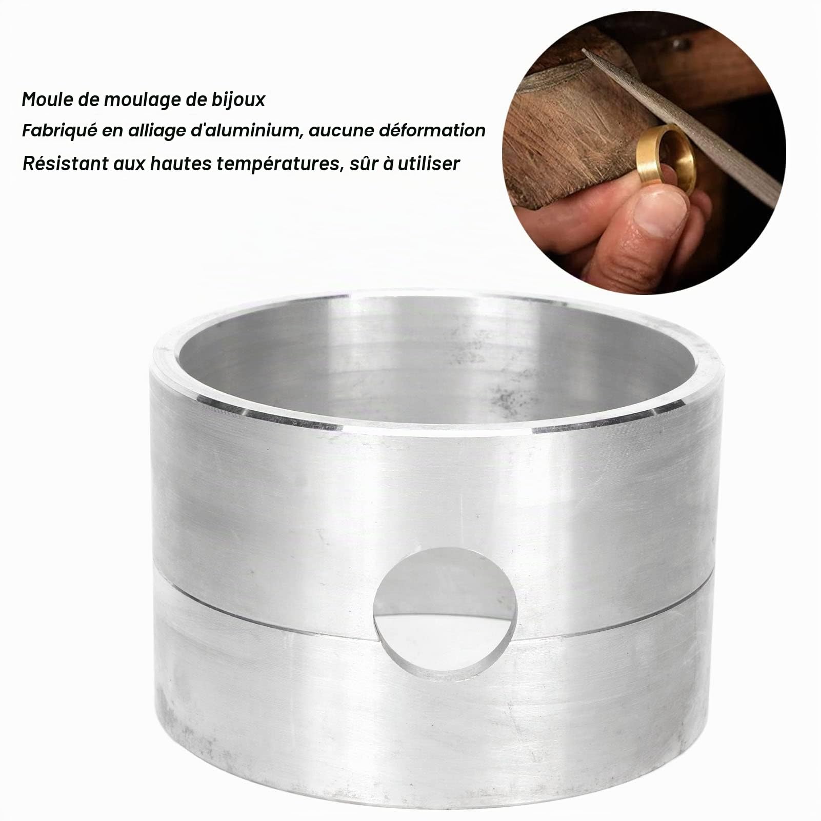 Fockety Moule à Sable pour fonderie, Alliage d'aluminium, résistant aux Hautes températures, Bonne Dissipation de Chaleur, Moule à Sable de Forme cylindrique pour fonderie de Bijoux