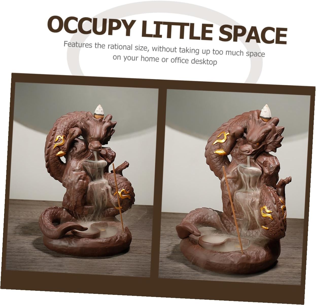 Purple Clay Backflow Incense Burner, Decorative Cone Incense Holder for Home and Office Desktop Adornment, Ceramic Censer with Waterfall Smoke Effect