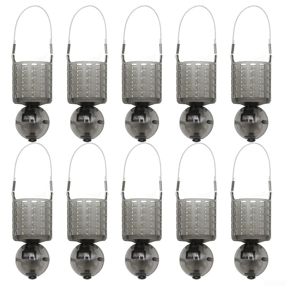 10Pcs Fishing Bait Trap Cage Water-Filled Feeder with Float for Carp Coarse Fishing, PP Construction for Fresh Bait Retention and Enhanced Attraction in Lakes and Rivers(L)
