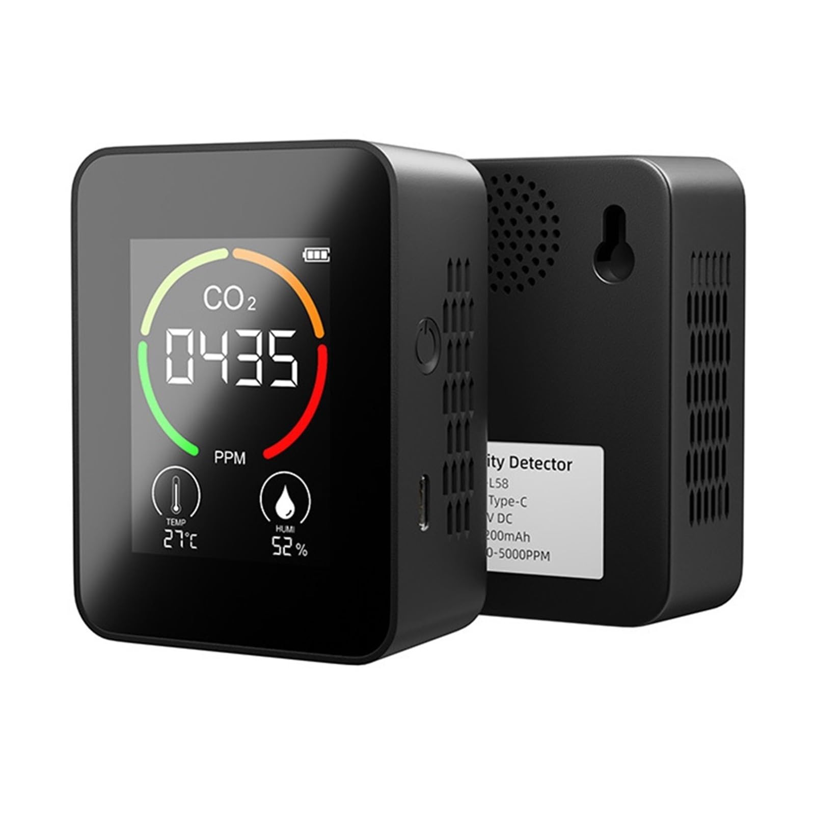 Medidor De CO2 5 En 1, Detector Gas 3, Portátil, Temperatura, Humedad, LCD, Digital, Multifuncional, TVOC, HCHO, Monitor Calidad del Aire Detección Rápida Precisa(5 IN 1)