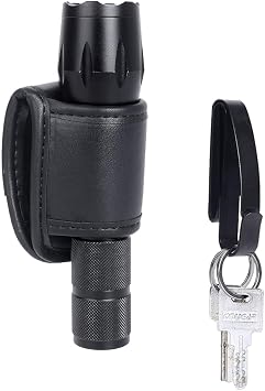 Open Top Compact Light Holders Tactical Key Ring Holder Special for Police and Fire Agencies,Flashlight Holster Duty Belt Key Clip with Keyrings for Police,Law Enforcement and Workers