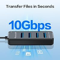 Vista 9 de SmartQ H302 - Cable largo USB 3.0 de 4 puertos de 1 pie y 3 pies con puerto de carga Micro-B, concentrador USB de transferencia de datos rápida