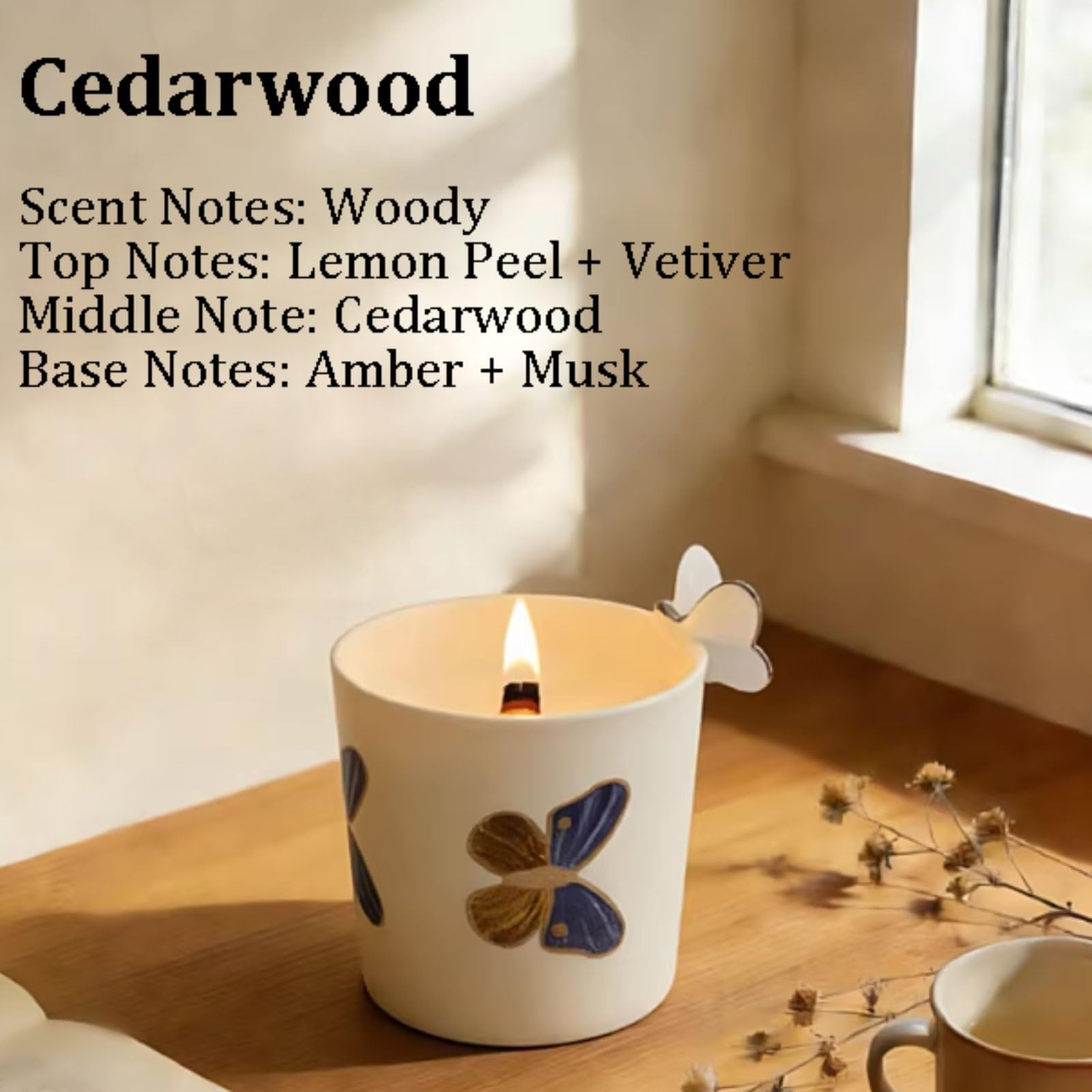 Duftkerze, Keramikkerze, Sojawachs, ätherische Öle, wiederverwendbar, langlebig, mehrfarbig, Schlafzimmer, Büro(Cedarwood)