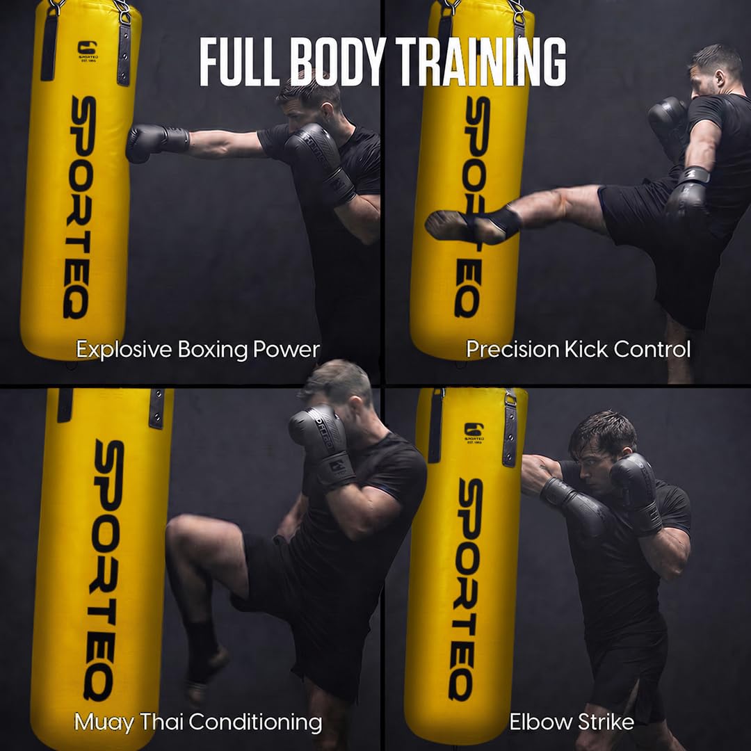 Dyno - Sacco da boxe imbottito pesante per tutte le età e generi | Anello in acciaio per appendere e fissare il pavimento | Boxe, arti marziali, uso domestico e commerciale in palestra