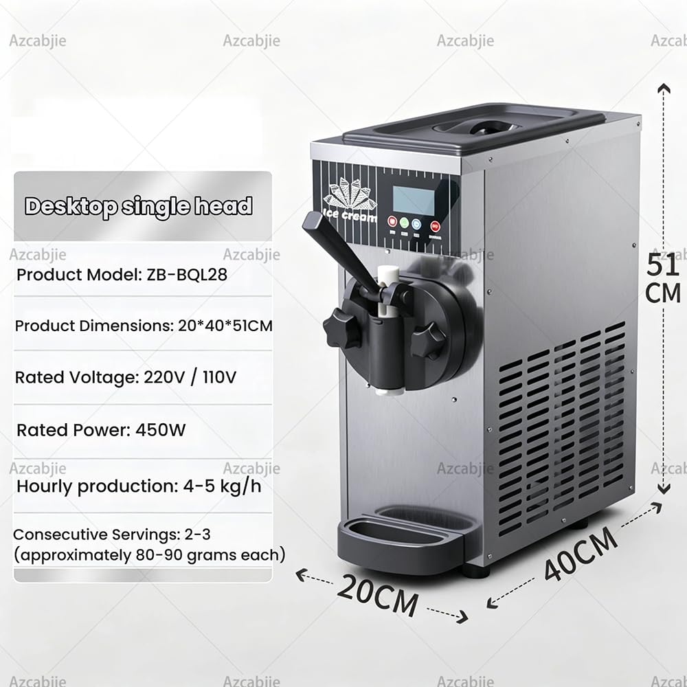 Machine à Glace à L'italienne Mono-Parfum pour Usage Commercial Et Domestique, 450 W, Production De 4 à 5 Kg/H, écran LCD Intelligent, Idéale pour Cafés Et Restaurants Gray-110V