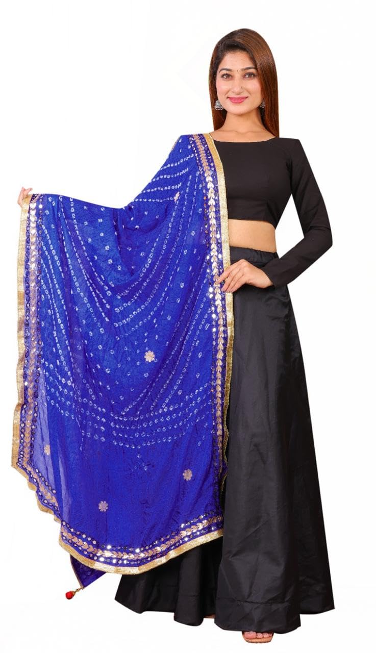 pk hub Dresses Jaipuri Rajasthani Women's Art Silk Bandhani Bandhej Dupatta With Heavy Mirror Work-picture-51