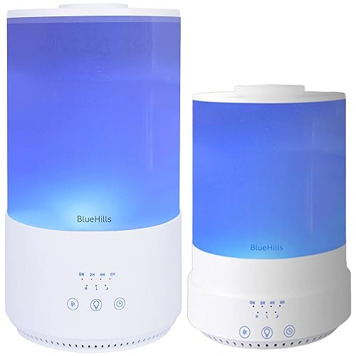 BlueHills Juego de dos difusores de aceites esenciales grandes de 84.5fl oz y 135.3fl oz de alto, XL, combo de humidificador para habitación grande