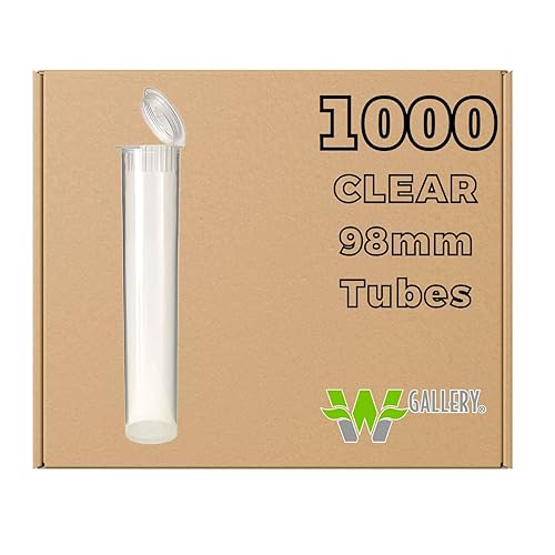 Tubos transparentes de 3.858in, paquete de 1000 unidades, impermeables, herméticos y a prueba de olor, resistentes a los niños, con parte superior