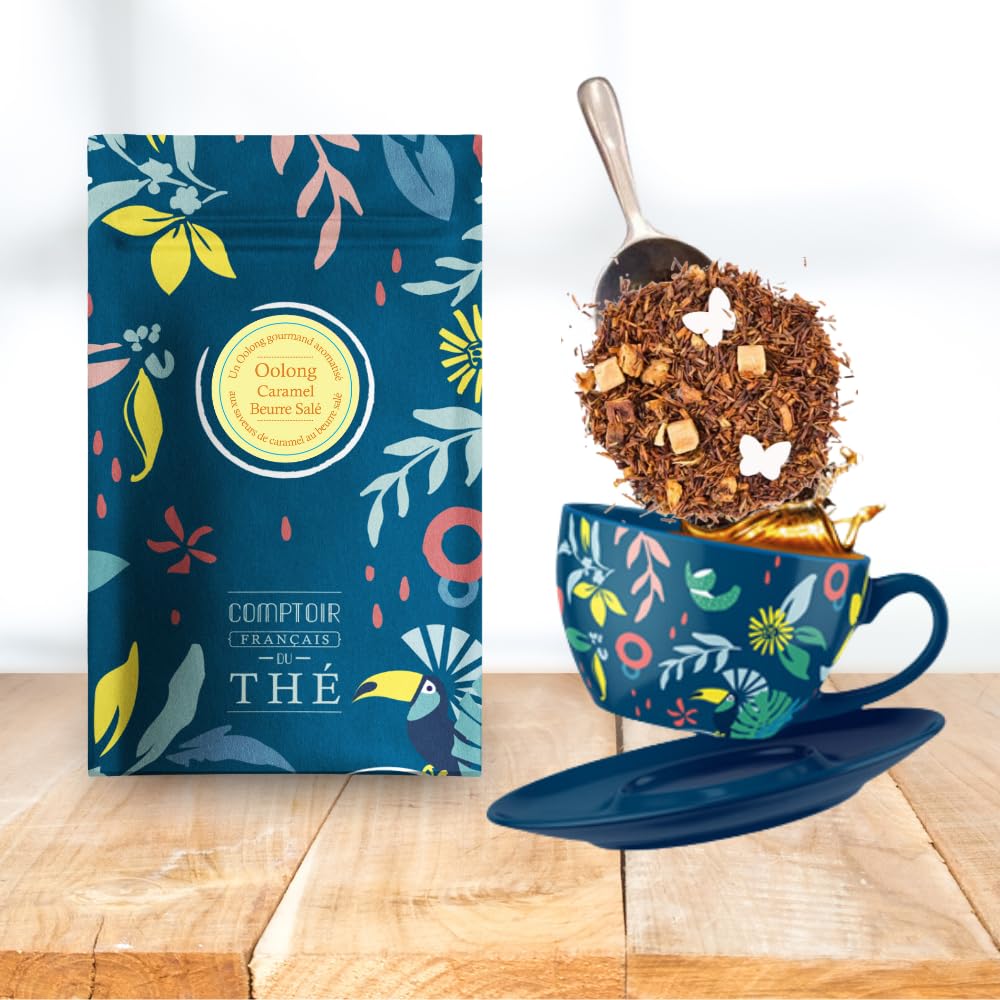2x100g de Thé semi-fermenté - Oolong Caramel COMPTOIR FRANÇAIS DU THÉ | Notes de au caramel beurre salé - Très gourmand, notes de caramel beurre salé - Thé en vrac, sachet zip refermable