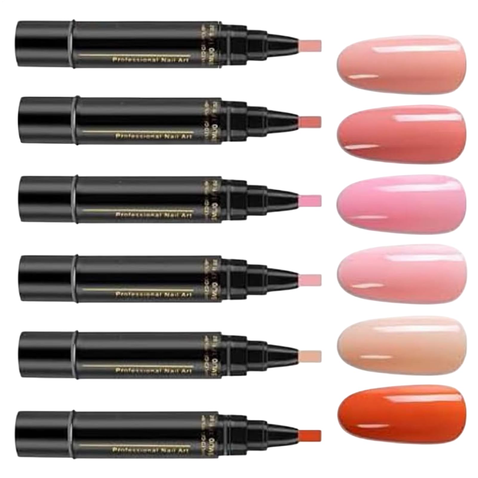 Penne per smalto per unghie | Penna per chiodos gel a 6 colori ad asciugatura rapida | Nessun UV gel Varnish Art Pen Strumento | Accessori pittura polacco 3 in 1 chiodi per il salone per la casa