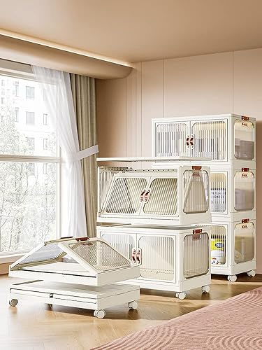 Miniatura 5 de ihomecooker Lidded Home - Contenedores de almacenamiento con puertas y tapas, organizador de maletero de automóvil de 8.4 galones, contenedores de