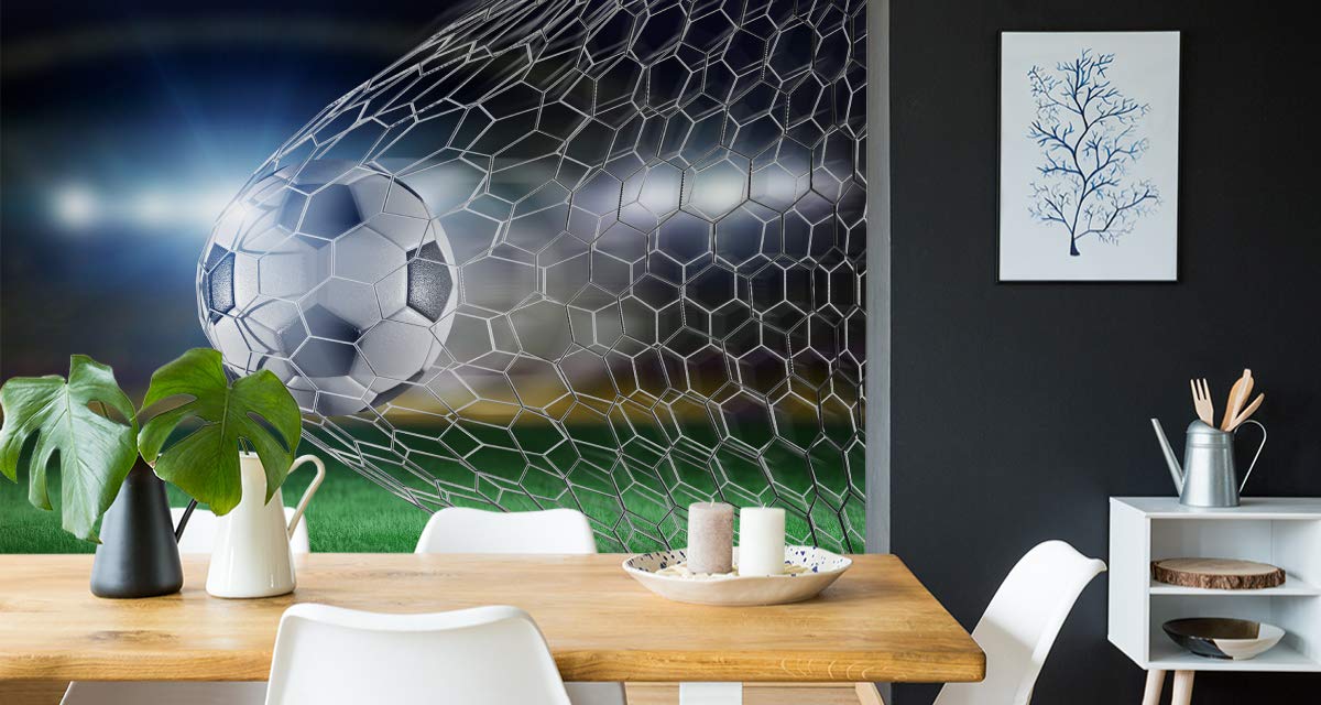 Muralo Papel pintado fotográfico de vinilo liso con portería de fútbol en 3D, 460 x 300 cm, para salón, dormitorio, decoración de pared XXL, 460 x 300 cm