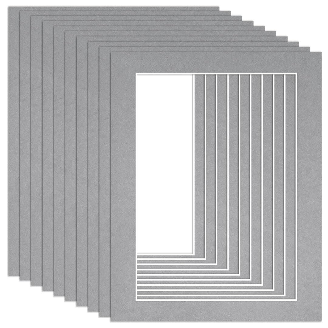 Procut Global 14x11" Silver Picture Mounts to Fit A4 Aperture - Precision Cut Cardboard Photo Mount - Ideal for Frames, Prints, Artwork & Certificates - Sizes & Colours Available - 10 Pack โ image 1