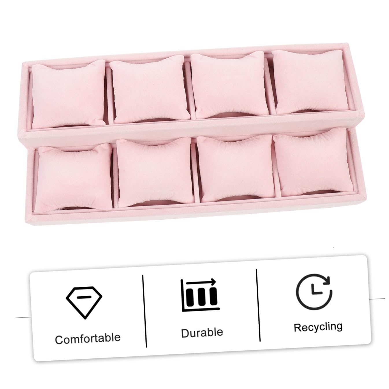ULTECHNOVO Schmuckkissen Tablett aus Mdf und Flanell, Rosa, für Schmuck | Mehrfachfach Design mit Innenkissen, Leicht und Stabil, für Zuhause und Schmuckgeschäft, zur Aufbewahrung Kleiner Accessoires