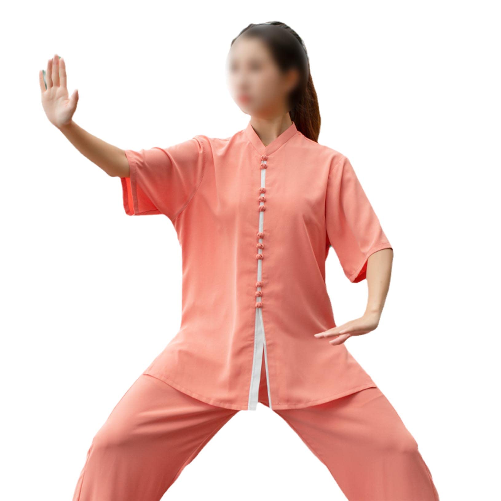 Abbigliamento e Pantaloni da Donna a Maniche Corte, Abbigliamento Cinese per Kung Fu, Uniforme per Arti Marziali, Rosa-XS