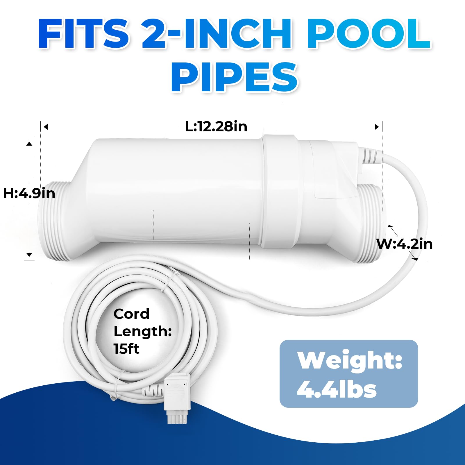T-9 BLT15H Cellule de chloration salée de rechange pour piscine creusée, générateur de chlore turbo salé d'une capacité de 85 000 litres, cellule de piscine d'eau salée autonettoyante (80 000 gallons