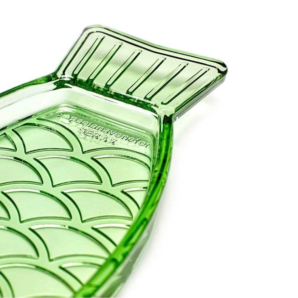 Set 4 Serax Fish & Fish Dish 9 1/16 in Transparent Green
