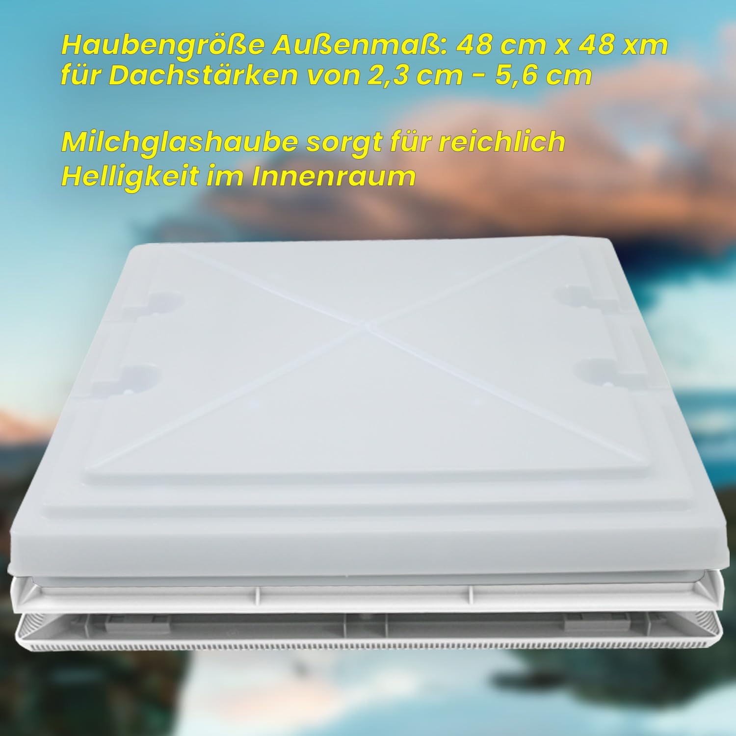 MPK 42 Dachhaube mit Moskitonetz, 40 x 40 cm, mit Milchglashaube in signalweiß für Wohnwagen Wohnmobil Caravan
