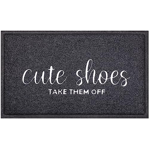 Welcome Mat Indoor Front Door Mats Outdoor for Home Entrance Durable PVC Material with Non Slip Rubber Backing Cute Shoes TAKE Them Off Mats Doormat for Indoor Outdoor High Traffic Areas