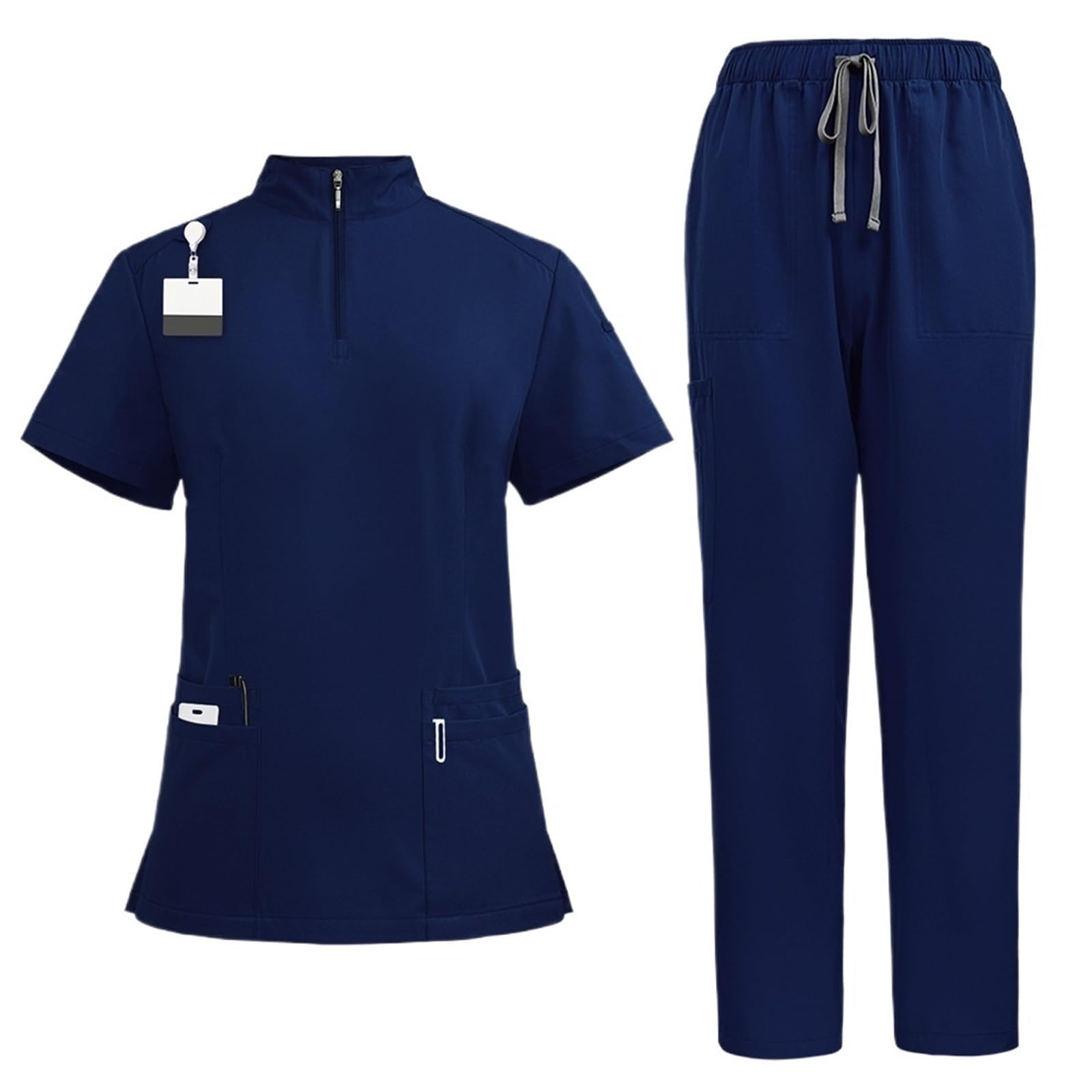 Stehkragen Reißverschluss Waschkleidung Krankenschwester Uniform Overalls Arzt Schönheitssalon SPA Herren- und Damenanzug FüR Beauty Salon Klinik Krankenhaus