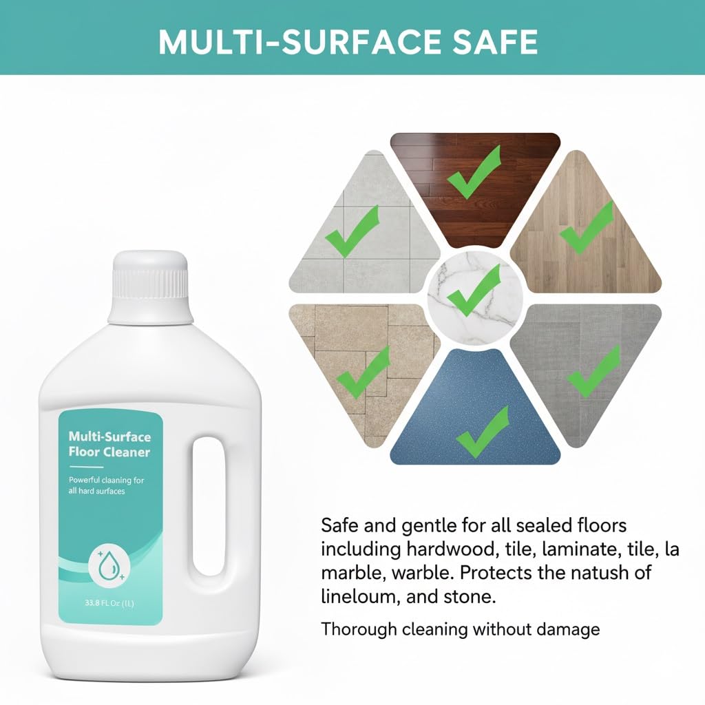 Detergente per Robot Aspirapolvere Lava pavimenti, Confezione da 2 x 1000ml, Compatibile con Dreame e Tutti i Robot Lava pavimenti, Multisuperficie Asciugatura Rapida Senza Aloni