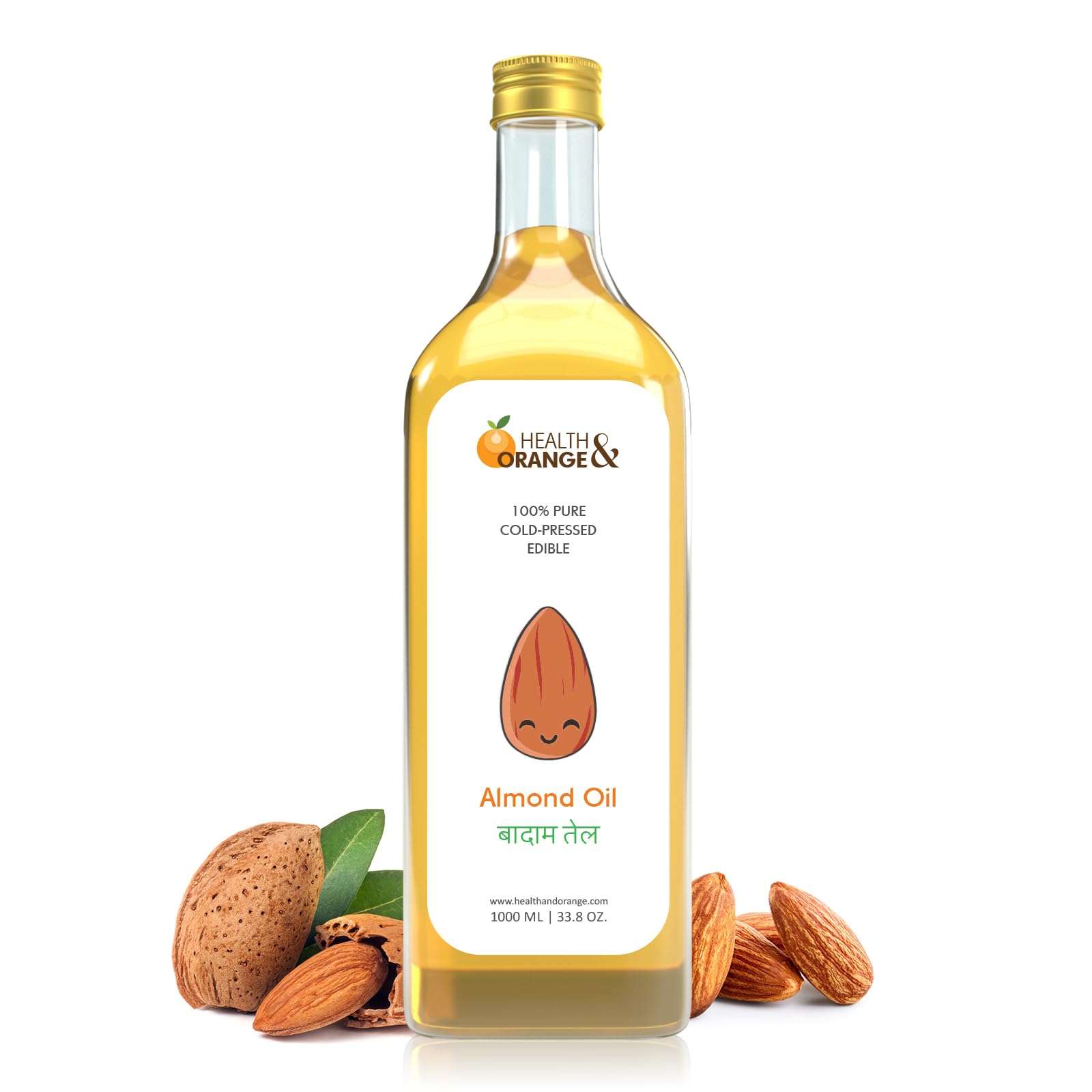 H&O Sweet Almond Oil - 100% Pure Cold Pressed Edible Badam Tel - 1000ml Glass Bottle - For Healthy Skin, Hair and Body-picture-53