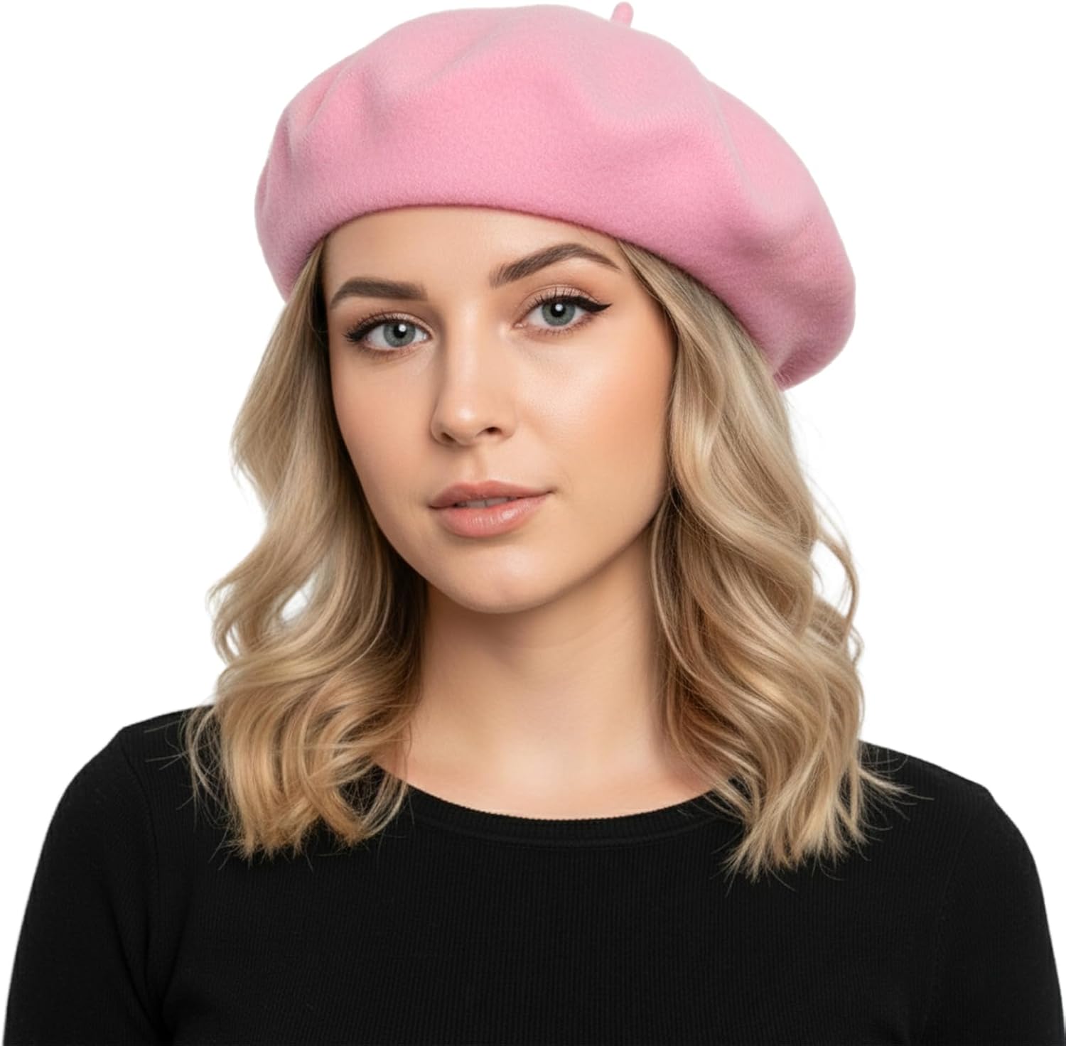 TopTie Wool Beret for Women French Style Artist Hat Solid Color Basque Beanie Cap