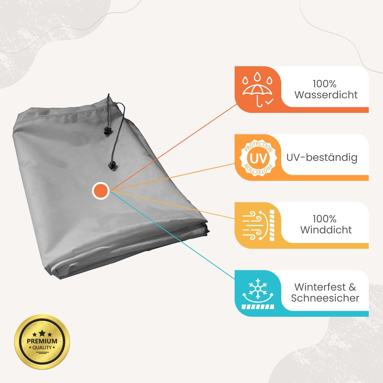 Sonnenschirmhülle mit Stab für Schirme bis Ø 4 m (rund) | 4 x 3 m (eckig) - Wasserdicht, UV-beständig - Premium Sonnenschirm Schutzhülle
