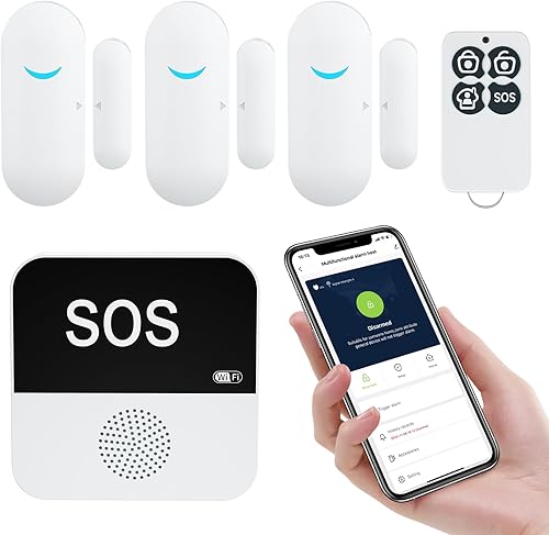 Miniatura 1 de Chatthen Timbre de puerta, sensor de contacto de alarma de puerta, sistema de alarma para seguridad del hogar, control remoto de aplicación,