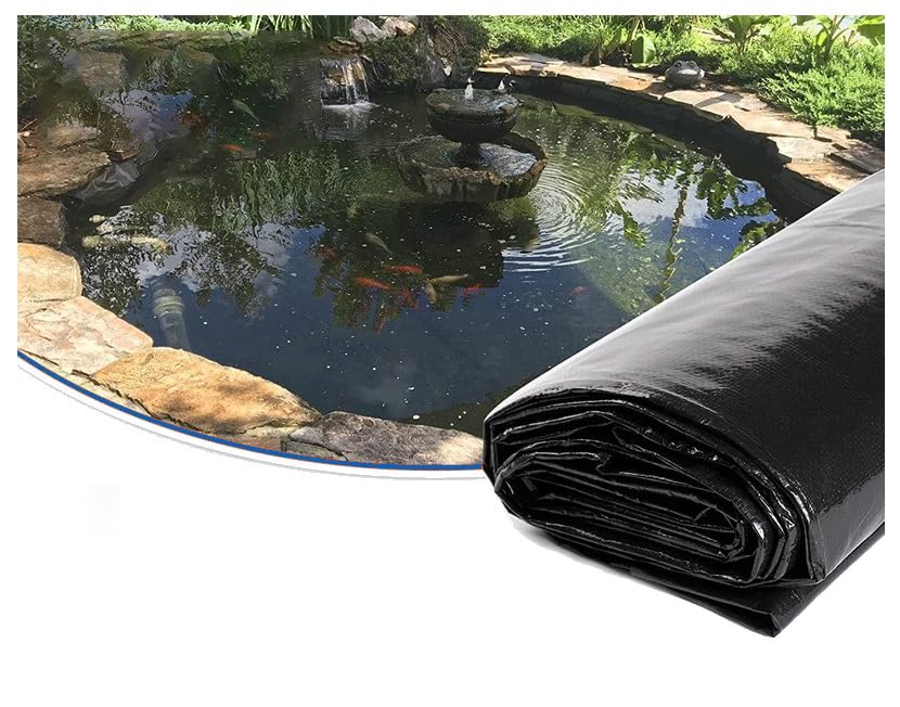 Große Fischteichfolie, 3 x 3 m, wasserdichte Zisternenfolie, verdickt 0,5 mm für Landschaftsbau, Gartenteich, ideal für Wasserspiele im Garten