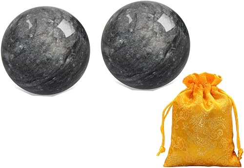 Bola Baoding gris oscuro, bola de masaje china para deportes de salud, utilizada para descompresión de la mano bola de ejercicio (1.5 pulgadas de