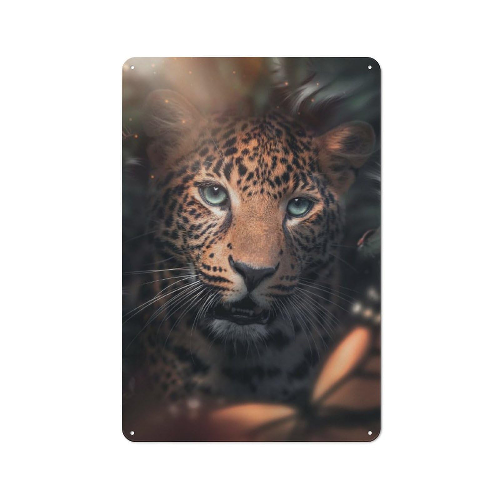 Junmoney Beautiful Leopard Metal Wall Sign 30X20cm, Retro Decor For Hallway Wall, For Wall Display Collectors