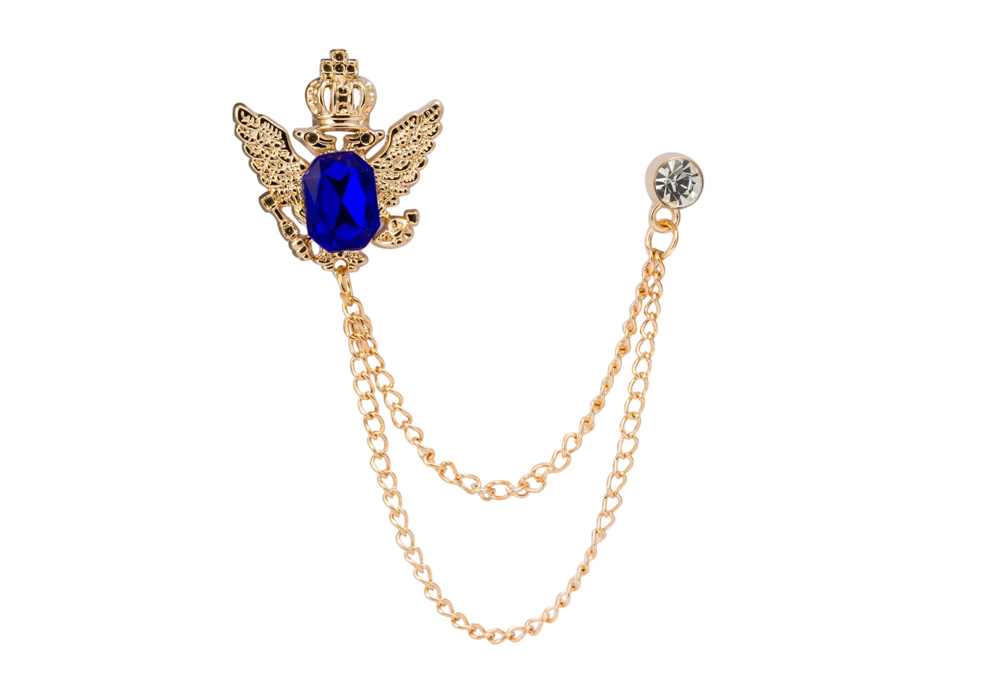 knighthood Crowned Blue Stone with Hanging Chain Brooch for Men-picture-32