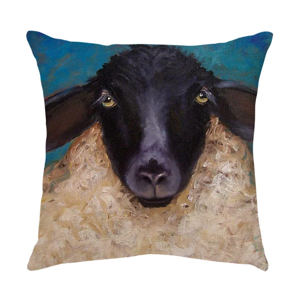 4 Piezas Funda de Almohada 65x65cm Oveja Linda Fundas de Cojín Terciopelo Sencillo y Decorativo para Sofá Camas Dormitorio Coche Lino Cojines Throw Pillow Covers （26x26in）
