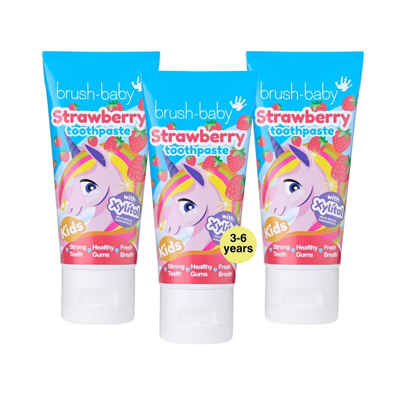 Brush-Baby Truskawkowa pasta do zębów dla dzieci od 3 lat (opakowanie z 3 tubkami x 50 ml)