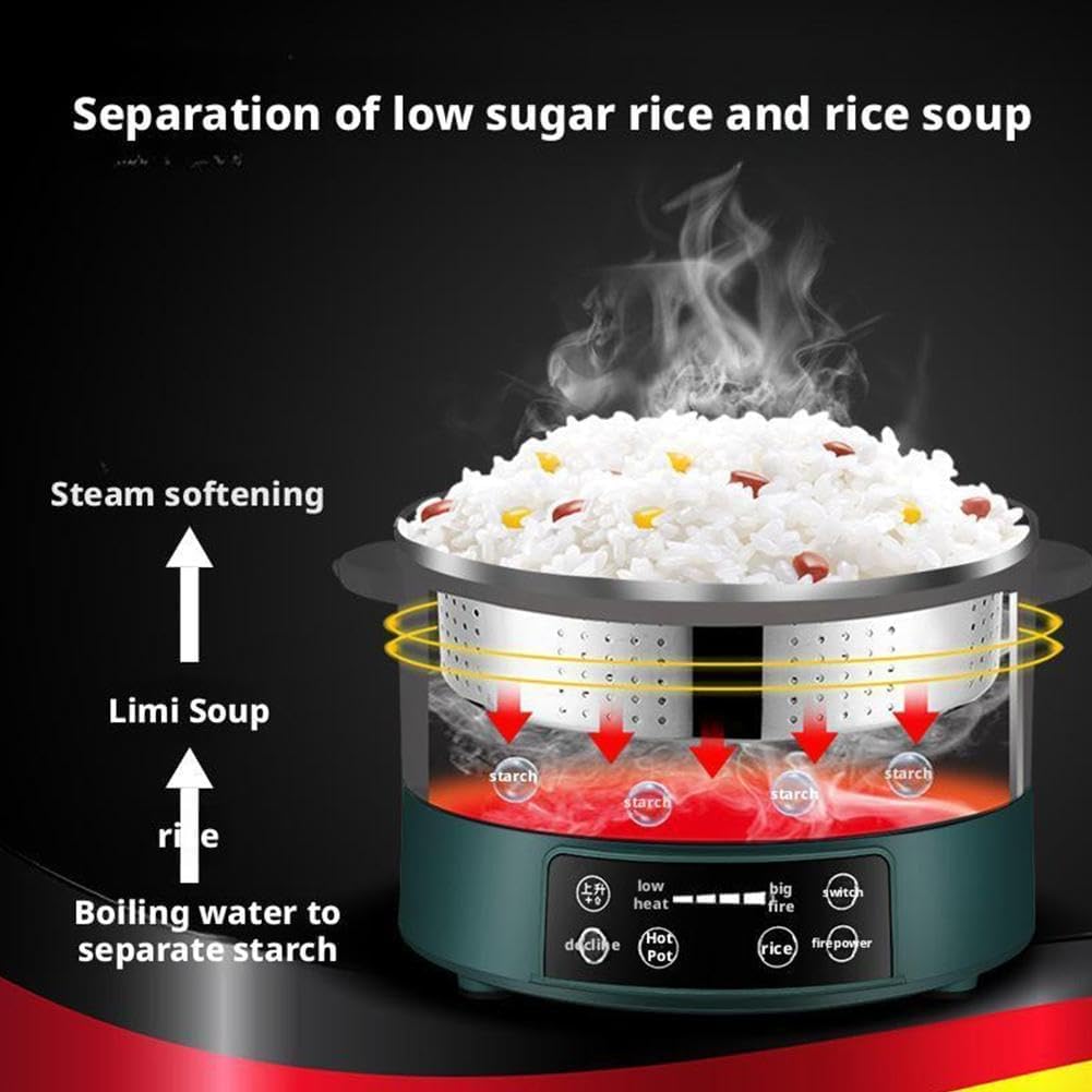 Cuiseur à riz 3 L, marmite vapeur numérique saine à faible teneur en glucides, Plateau Vapeur Inox, commande tactile, 5 fonctions, maintien au chaud, vidange automatique white