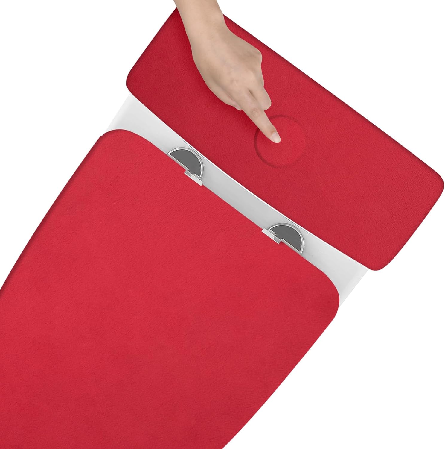 Red Polyester Elastic Bathroom Toilet Lid and Tank Cover Set