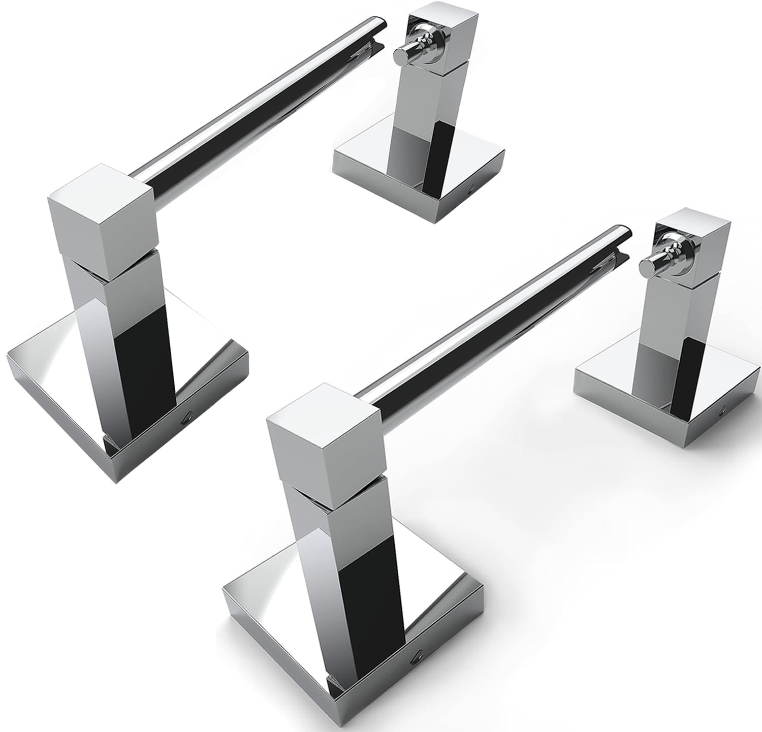 Ruacq Toilet Paper Holder Chrome 2 Pack Double Post Pivoting Square Tissue Holders Roll Holder Hangers Toilet Paper Stand Stainless Steel and Zinc Alloy Modern Wall Mounted